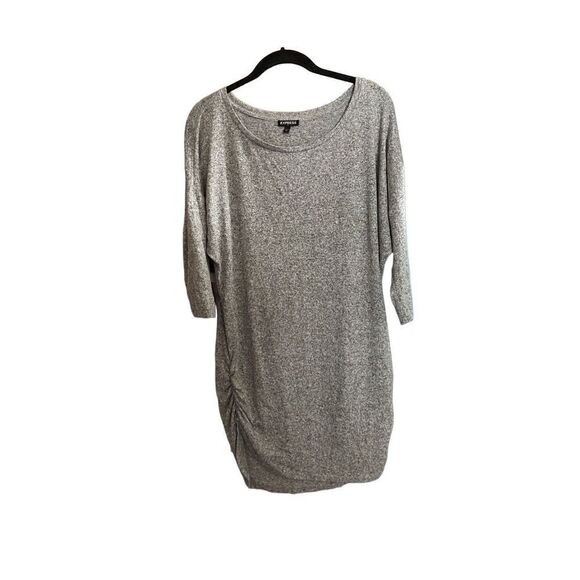 Express Sweaters - Express women’s heather, gray, short sleeve ruched sides, sweater S/M